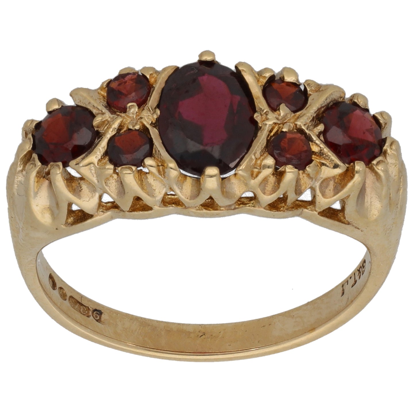 9ct Gold Garnet Dress/Cocktail Ring Size P