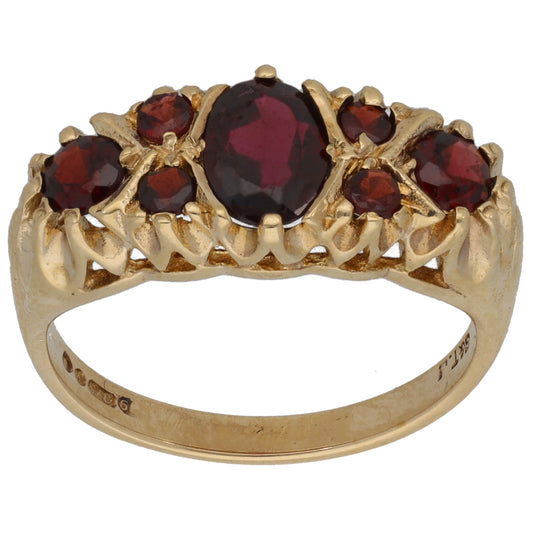 9ct Gold Garnet Dress/Cocktail Ring Size P