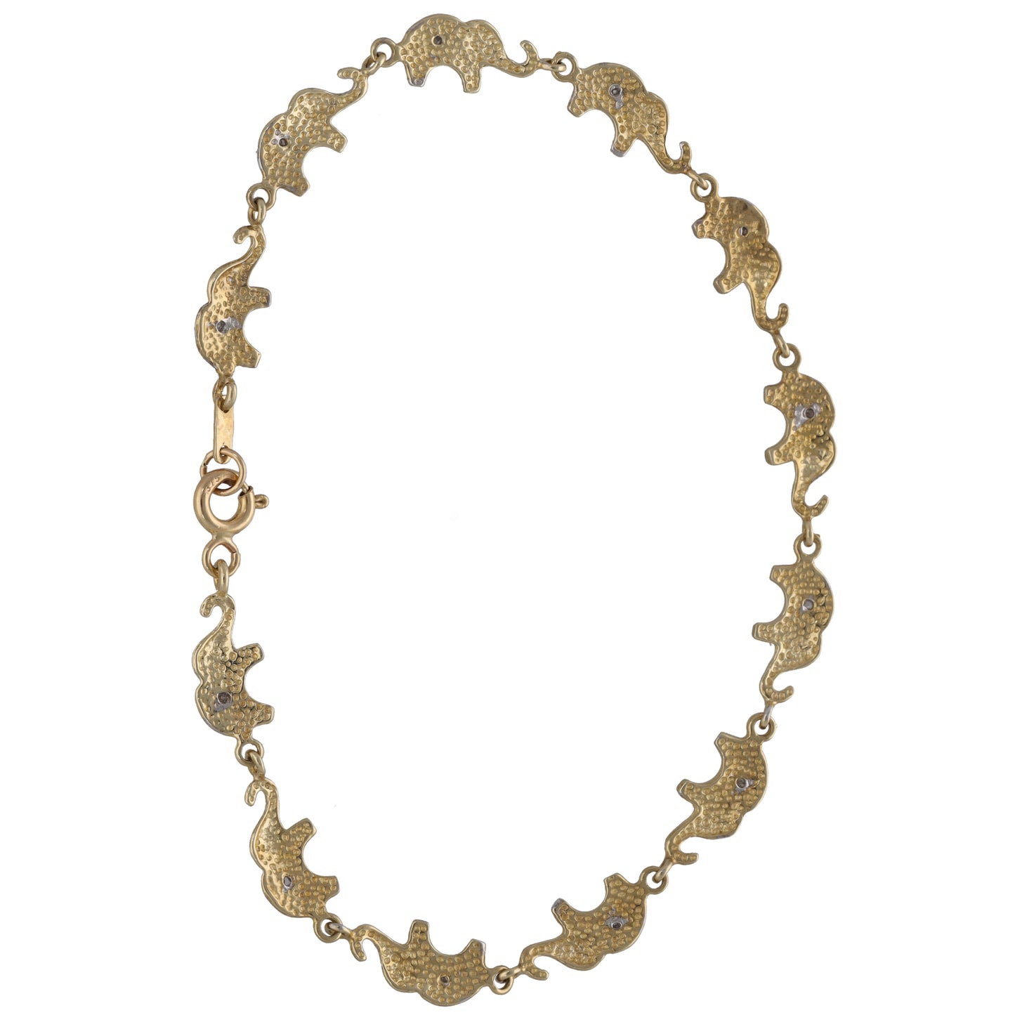 9ct Gold 0.06ct Diamond Fancy Elephant Stone Set Bracelet
