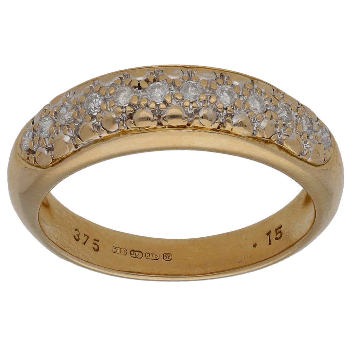 9ct Gold 0.15ct Diamond Half Eternity Ring Size N