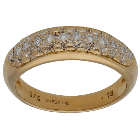 9ct Gold 0.15ct Diamond Half Eternity Ring Size N