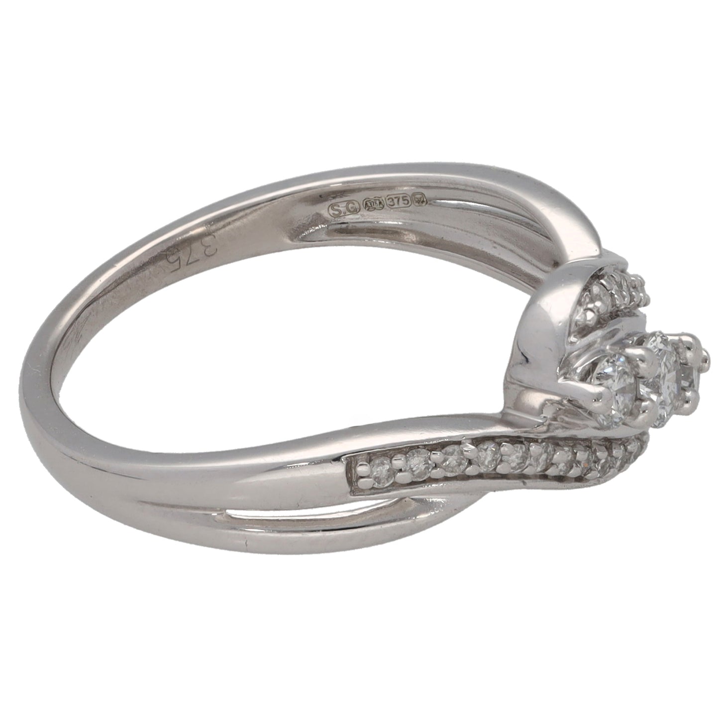 9ct White Gold 0.33ct Diamond Dress/Cocktail Ring Size M