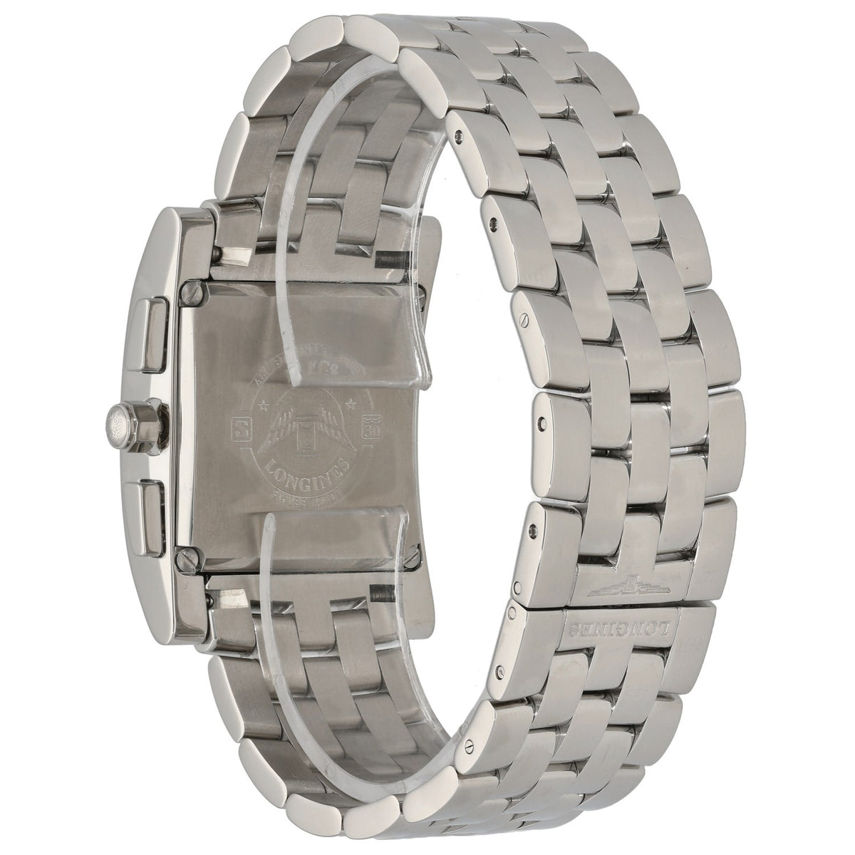 Longines DolceVita l5.668.4 Stainless steel watch with bracelet back view and side crown