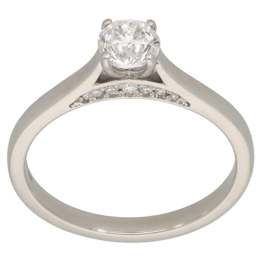 Platinum 0.69ct Diamond Solitaire Ring With Accent Stones Size Q