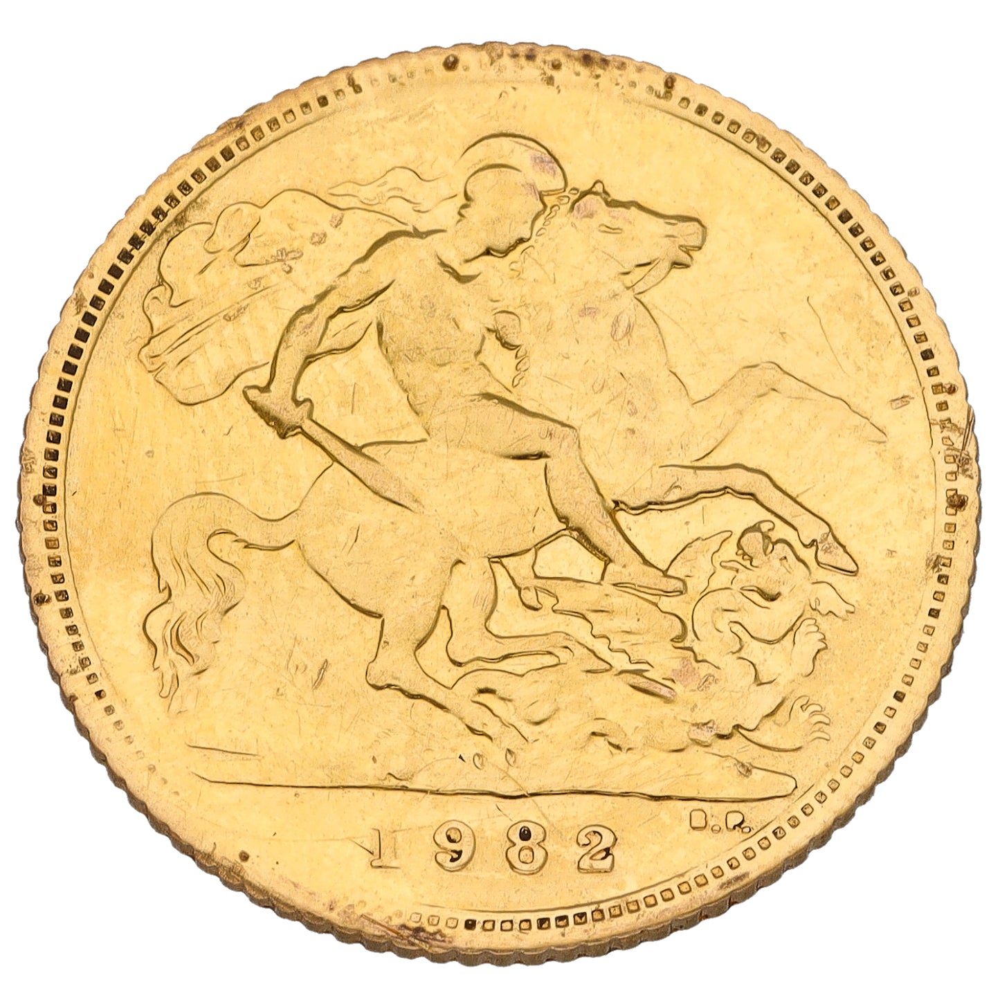 22ct Gold Queen Elizabeth II Half Sovereign Coin 1982