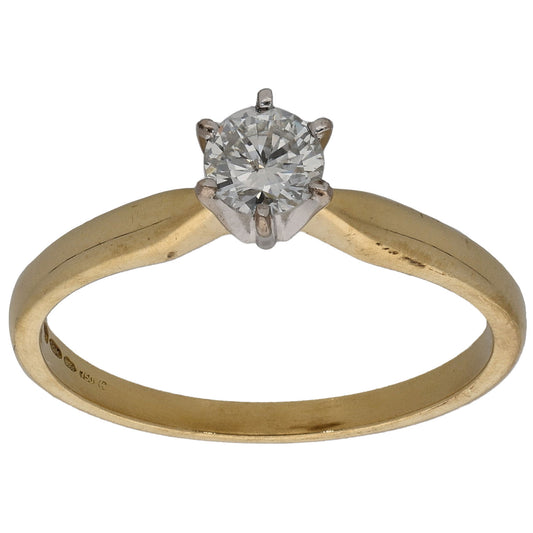 18ct Gold 0.33ct Diamond Solitaire Ring Size N
