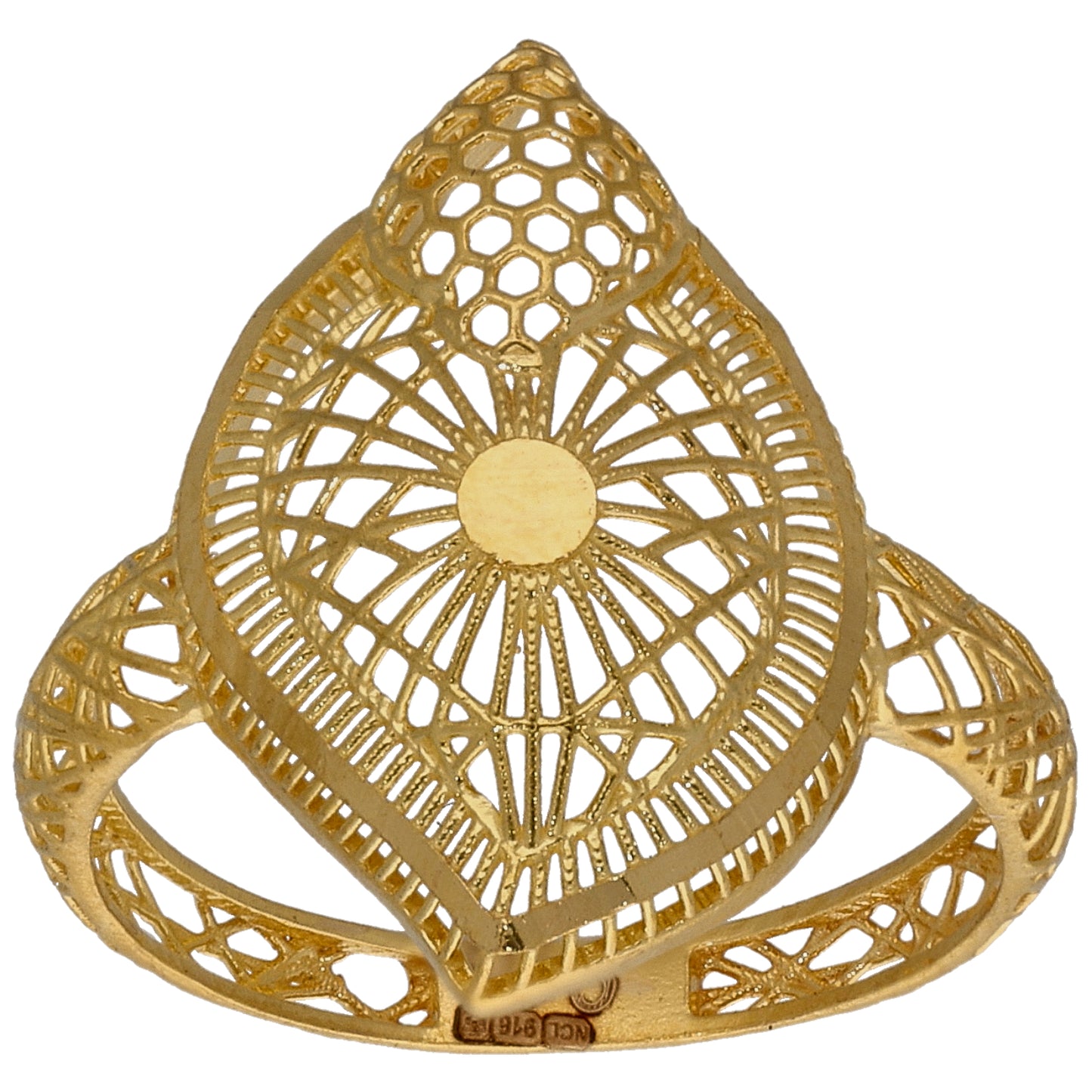 New 22ct Gold Petal Mesh Ring Size N-P