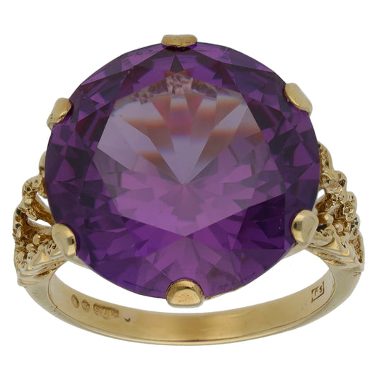 9ct Gold Man Made Sapphire Single Stone Ring Size M