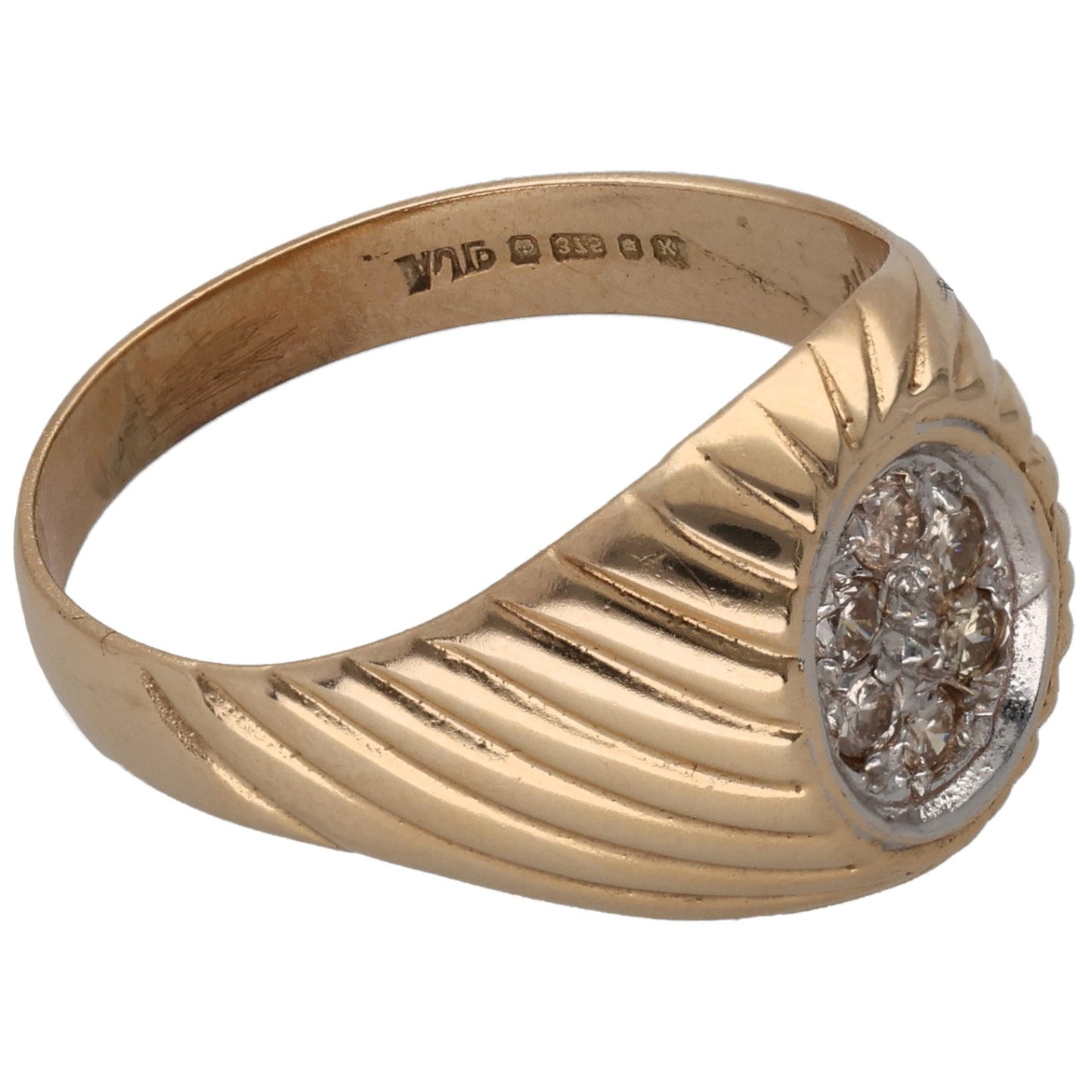 9ct Gold 0.12ct Diamond Signet Ring Size Q