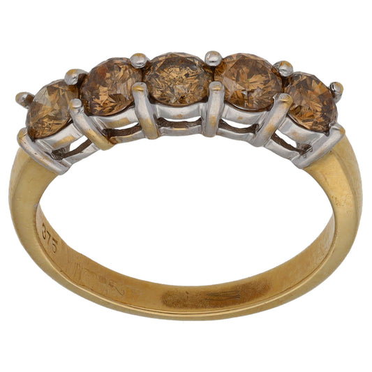 9ct Bicolour Gold 1.00ct Diamond Half Eternity Ring Size L