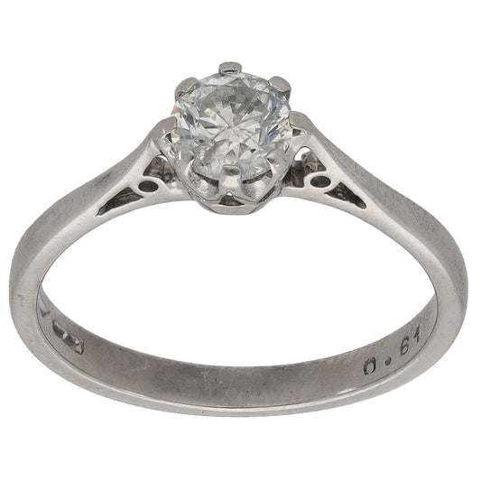 18ct White Gold 0.61ct Diamond Solitaire Ring Size N