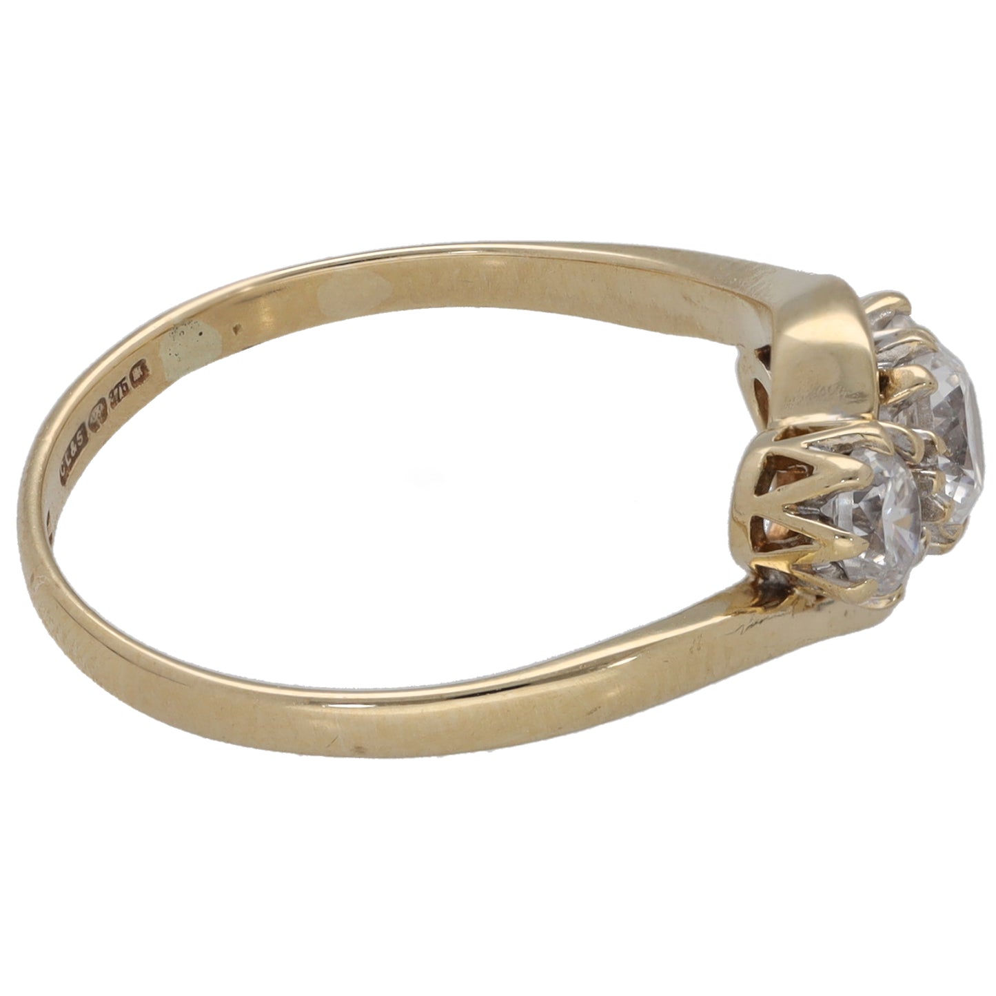 9ct Gold Cubic Zirconia Trilogy Ring Size M