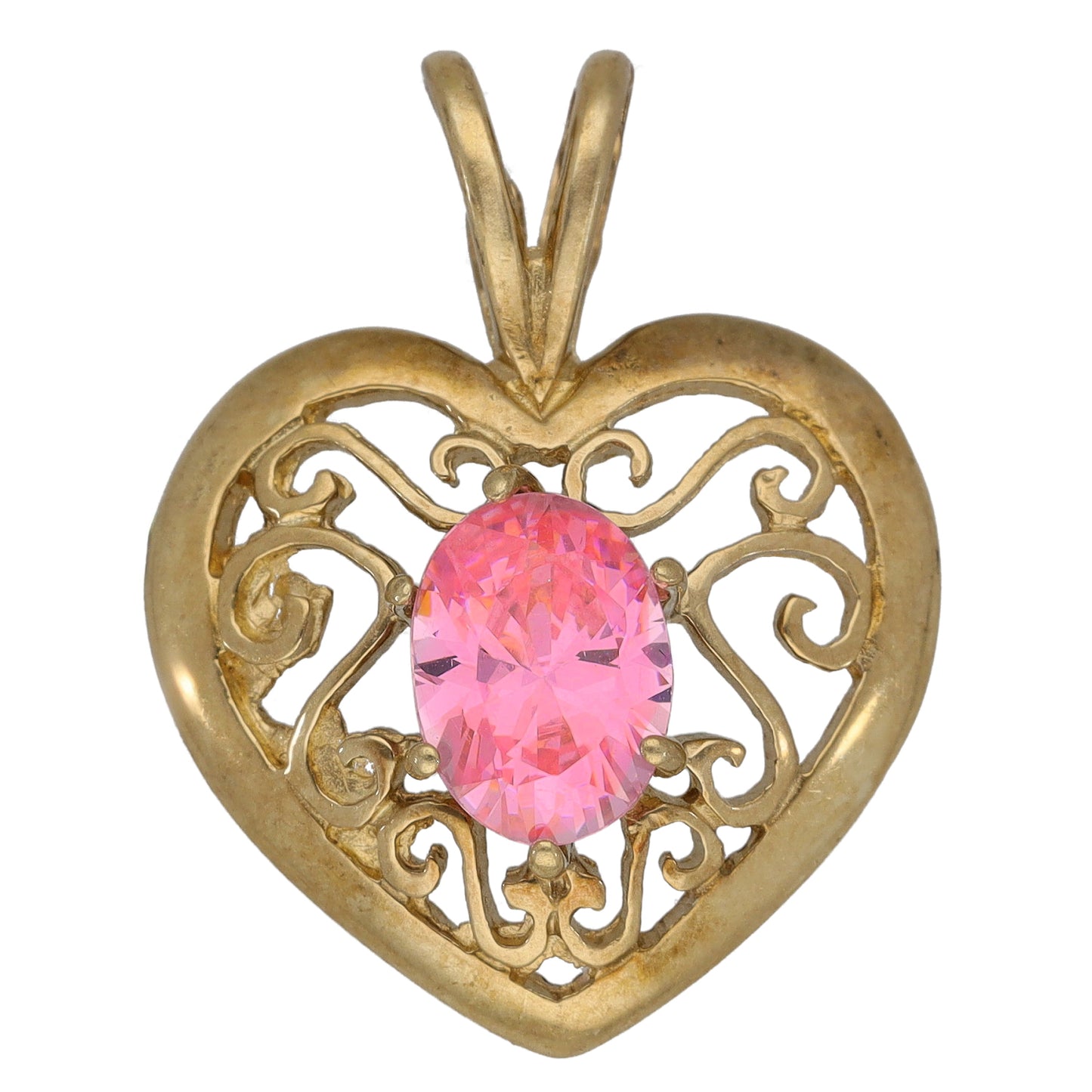 9ct Gold Cubic Zirconia Heart Pendant