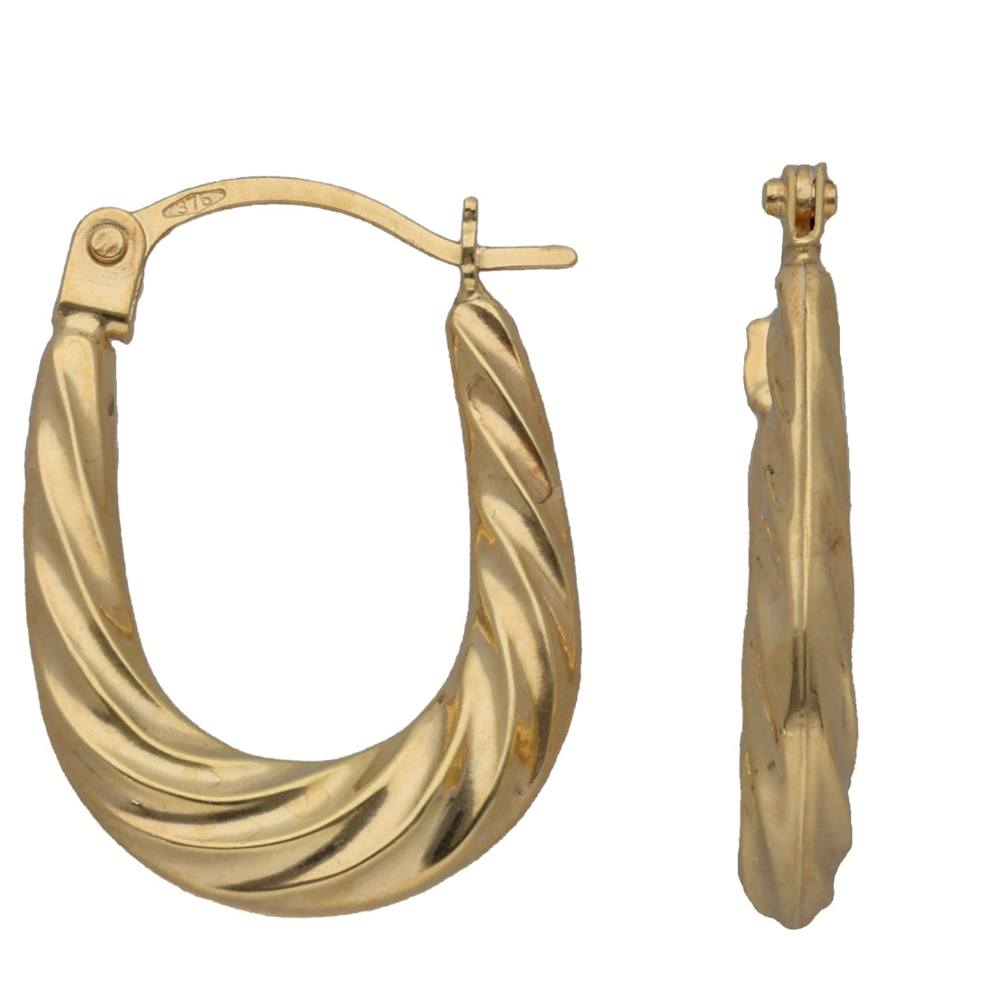 New 9ct Gold Fluted Creole Earrings