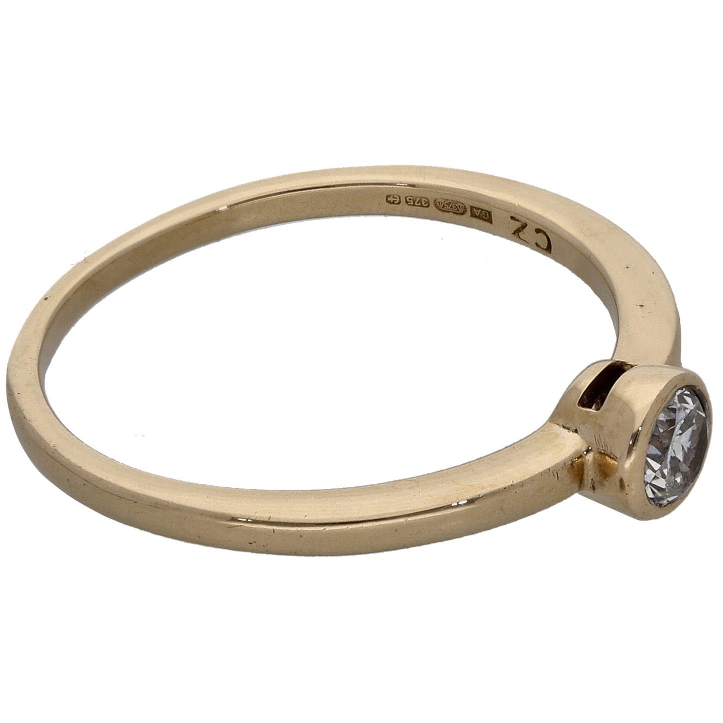 9ct Gold Cubic Zirconia Single Stone Ring Size Q