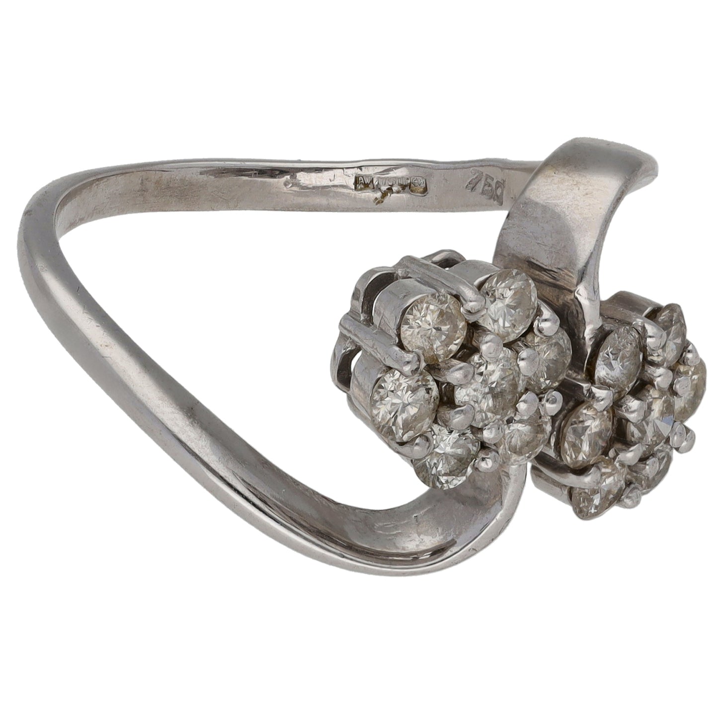 18ct White Gold 0.98ct Diamond Dress/Cocktail Ring Size O
