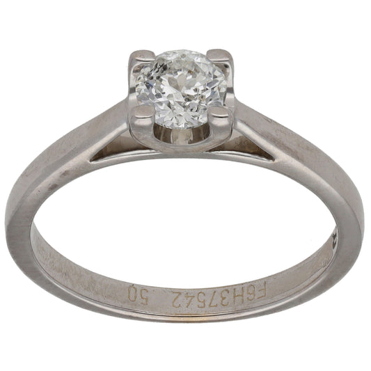 18ct White Gold 0.50ct Diamond Solitaire Ring Size M