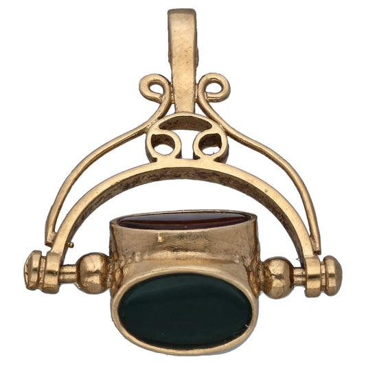 9ct Gold Carnelian, Bloodstone & Onyx Fob Pendant