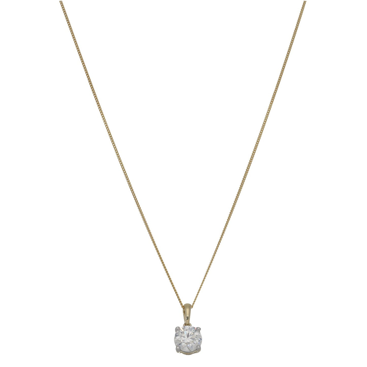 New 9ct Gold 1.00ct Laboratory-Grown Diamond Solitaire Pendant With Chain