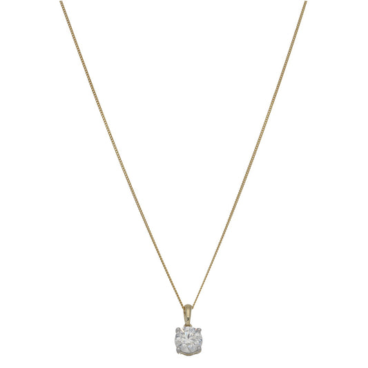 New 9ct Gold 1.00ct Laboratory-Grown Diamond Solitaire Pendant With Chain
