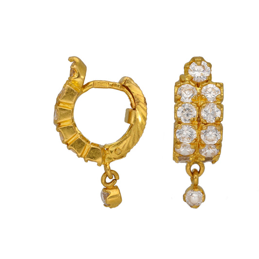 22ct Gold Cubic Zirconia Hoop Earrings