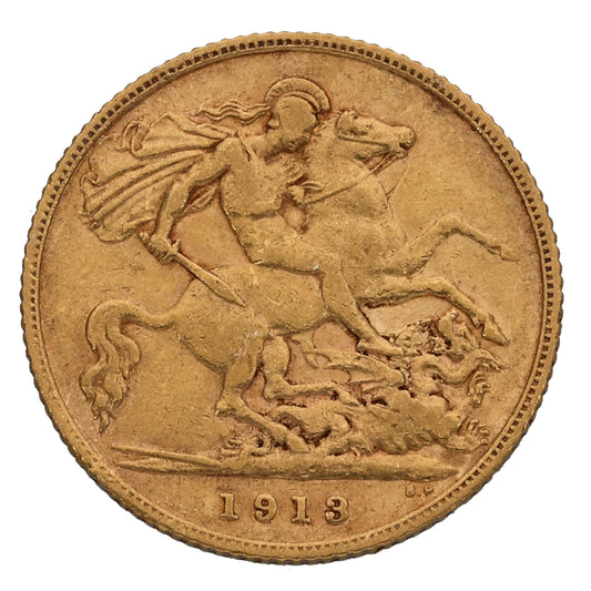 22ct Gold King George V Half Sovereign Coin 1913