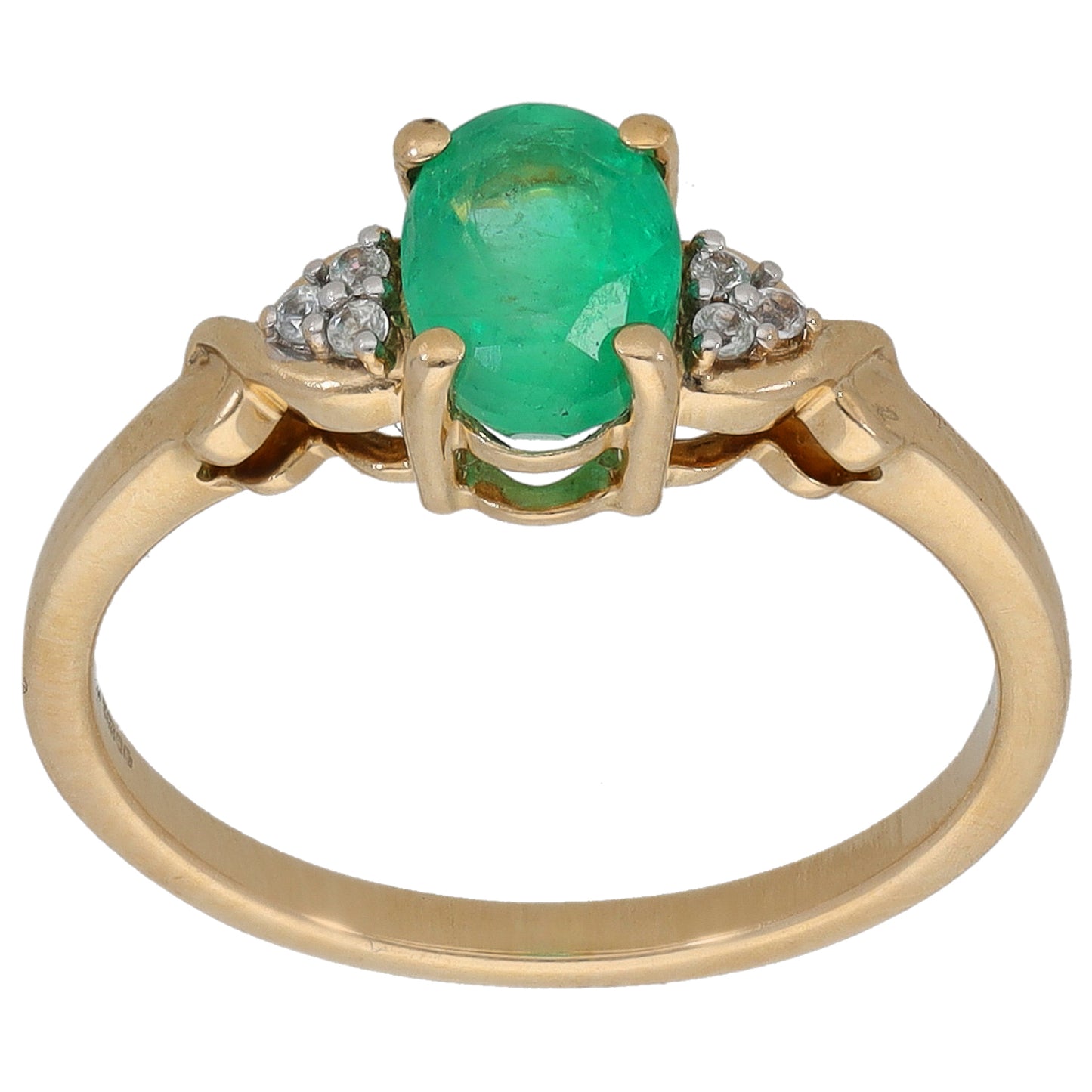 9ct Gold Emerald & Imitation Gems Dress/Cocktail Ring Size L