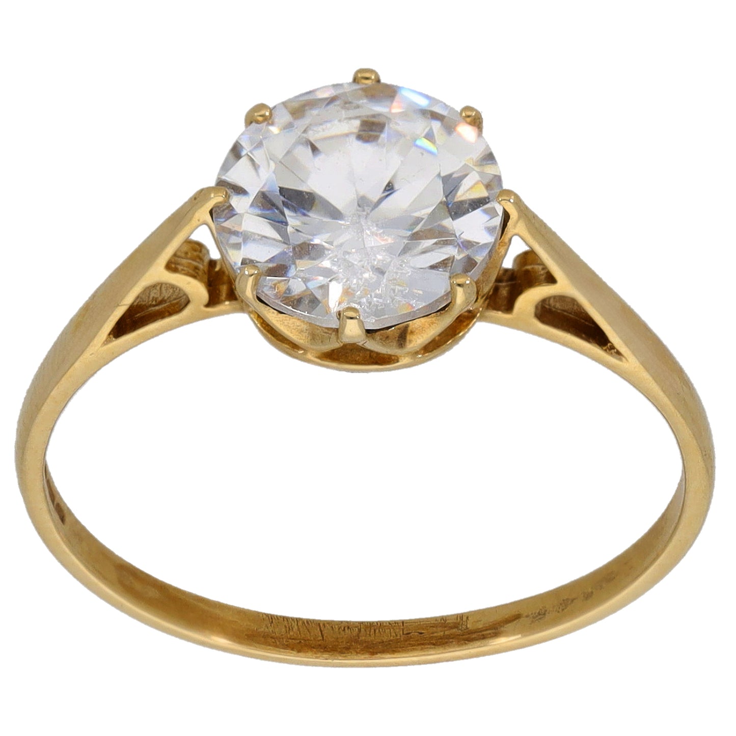 9ct Gold Cubic Zirconia Single Stone Ring Size P