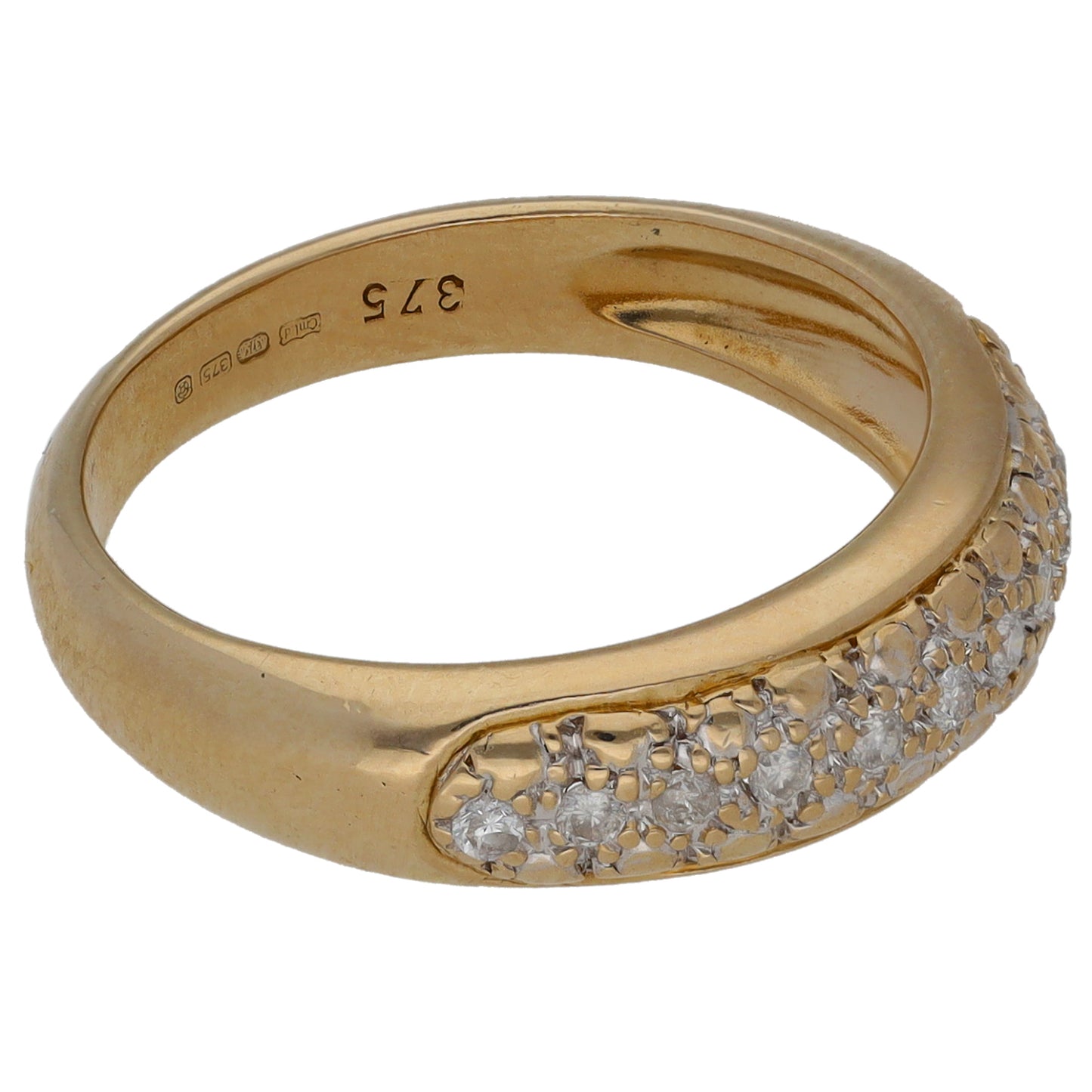 9ct Gold 0.15ct Diamond Half Eternity Ring Size N