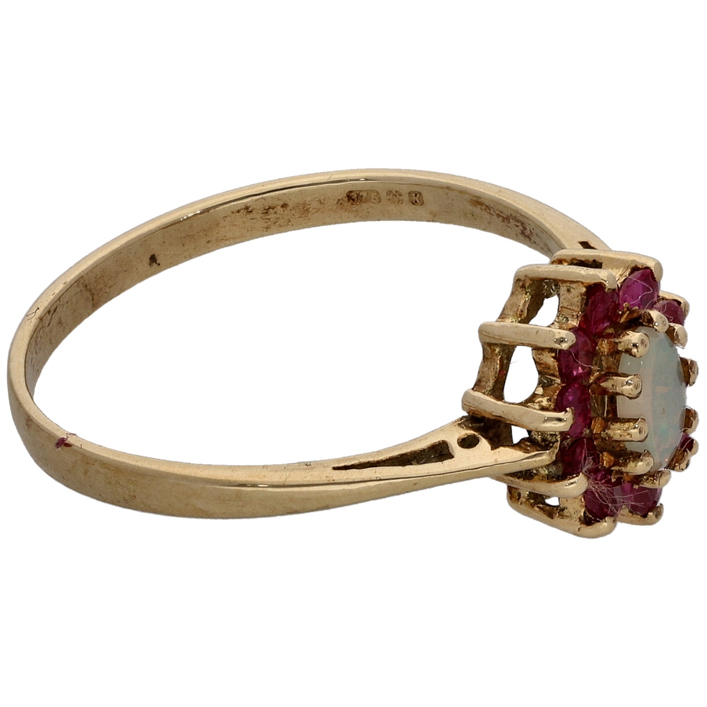 9ct Gold Opal & Ruby Dress/Cocktail Ring Size R