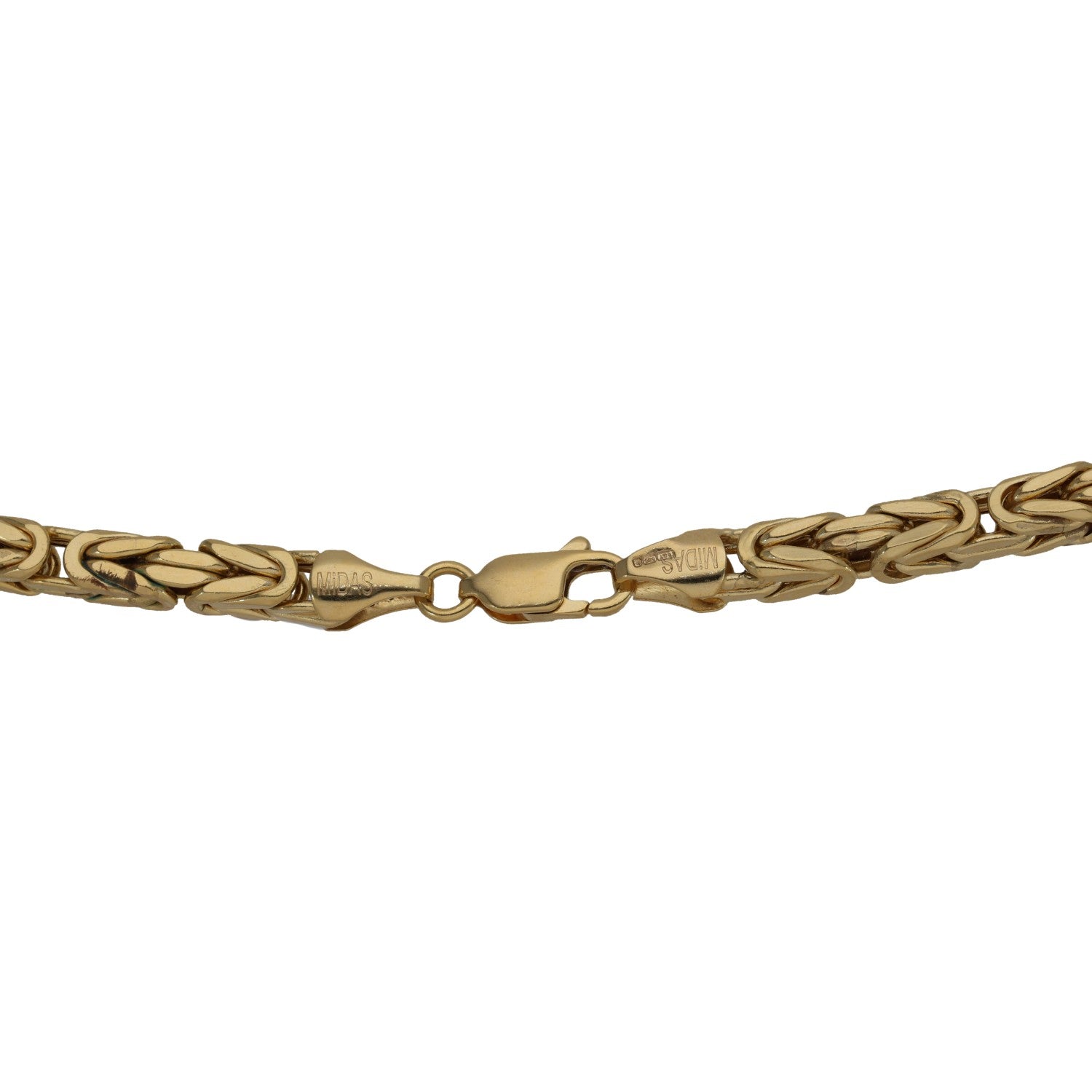 Gold chain necklace clasp with oval connector and interwoven link texture