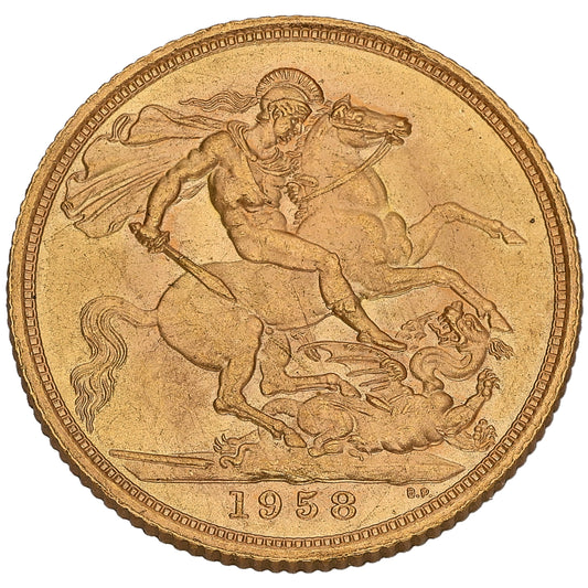 22ct Gold Queen Elizabeth II Full Sovereign Coin 1958