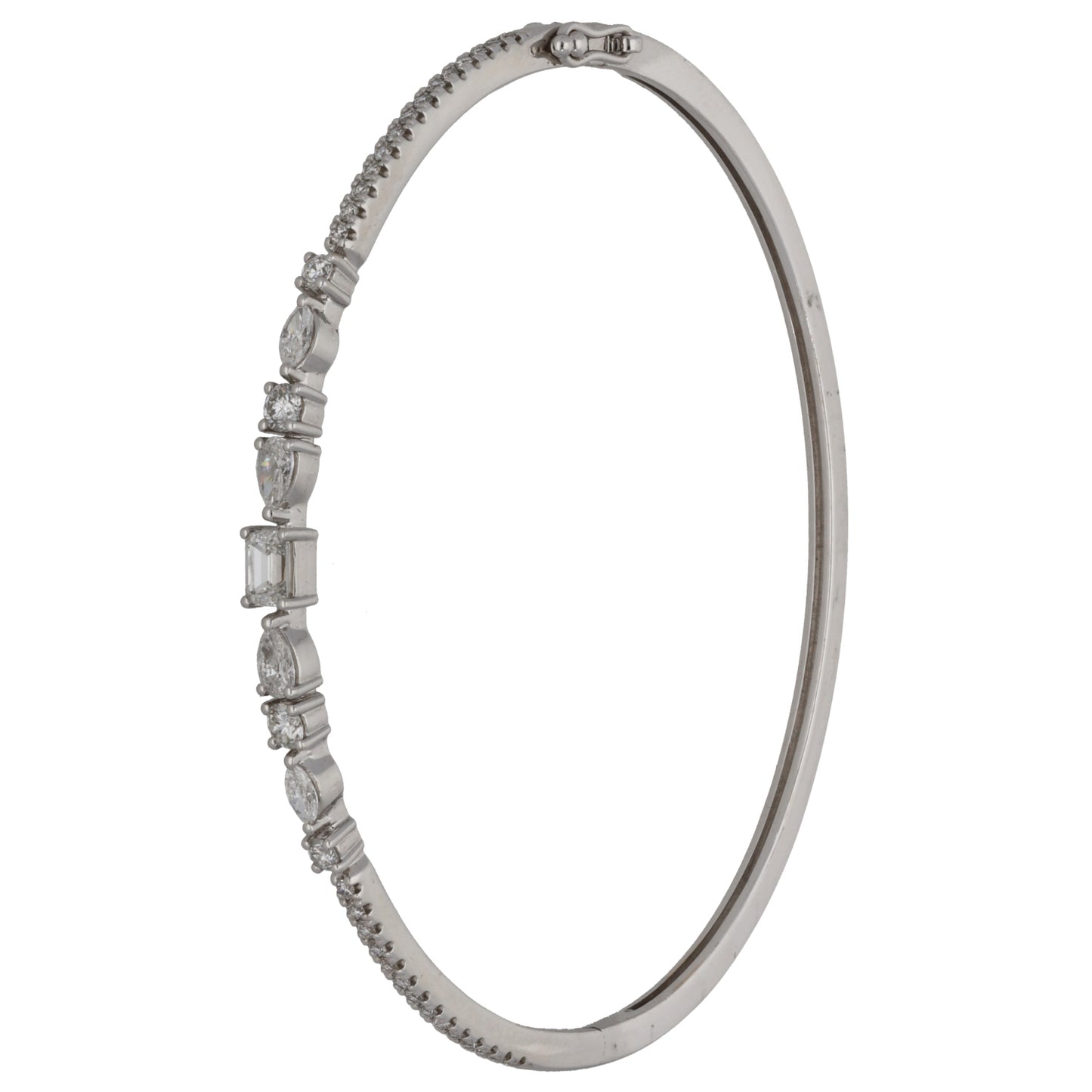 18ct White Gold 1.30ct Diamond Hinged/Clasp Bangle