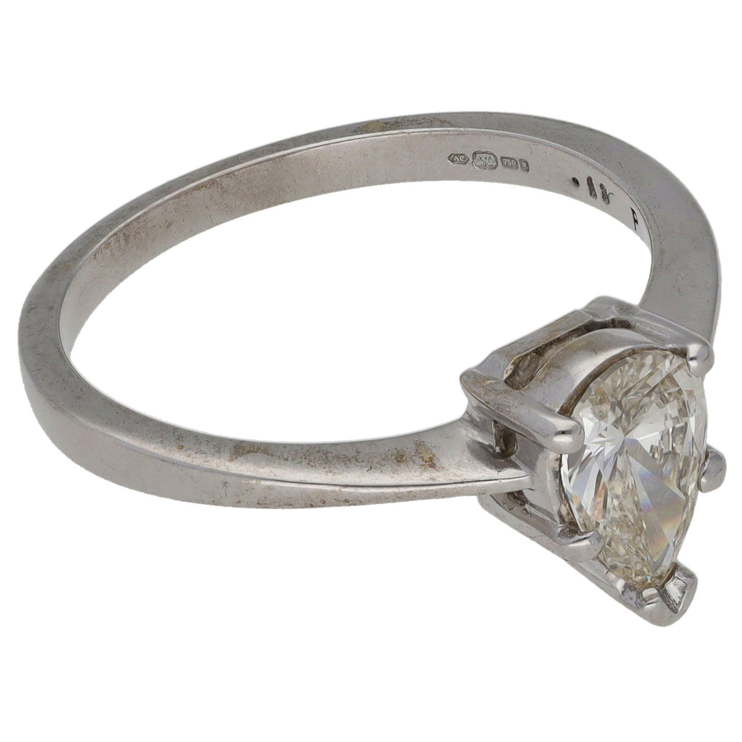 18ct White Gold 0.68ct Diamond Solitaire Ring Size N