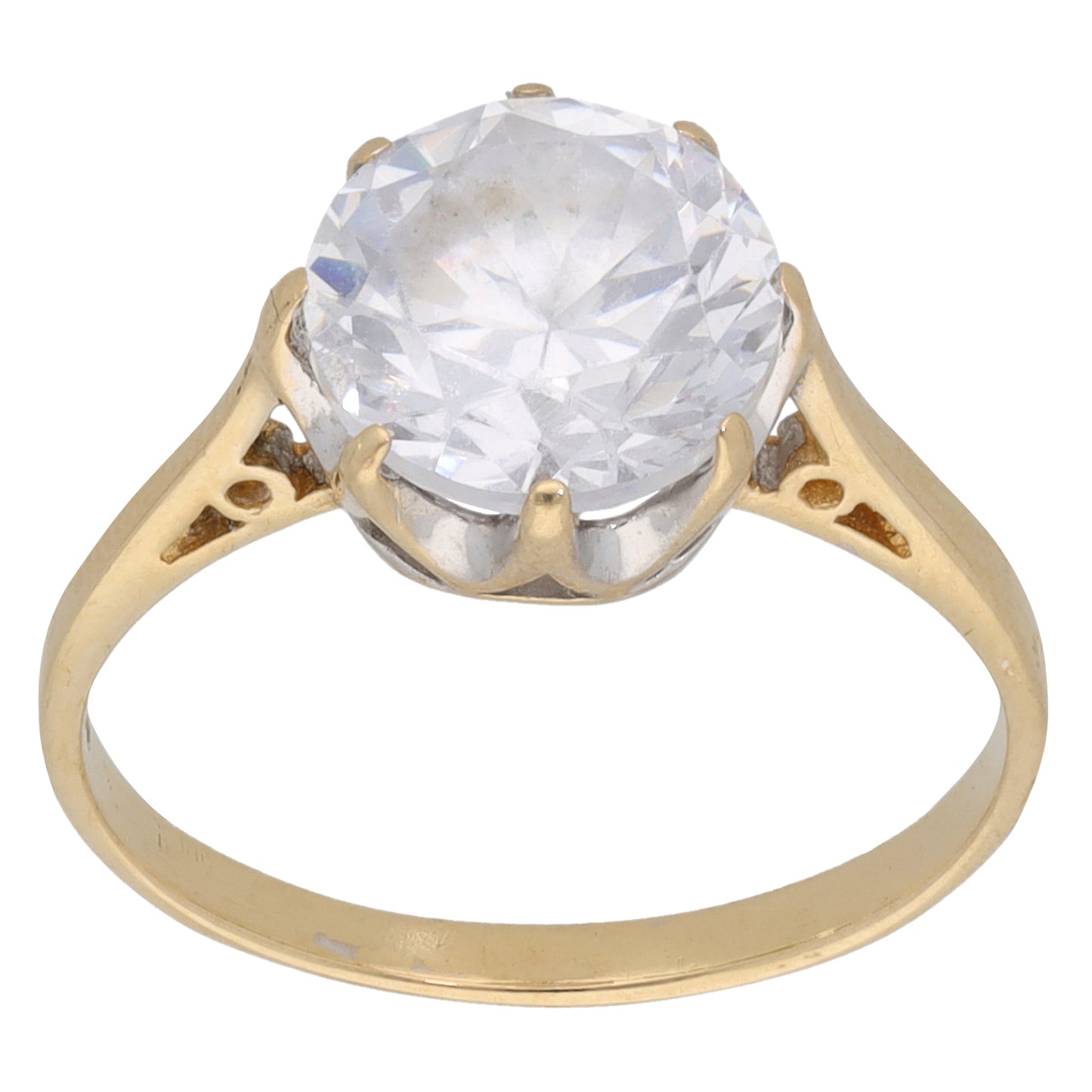 9ct Gold Cubic Zirconia Single Stone Ring Size L