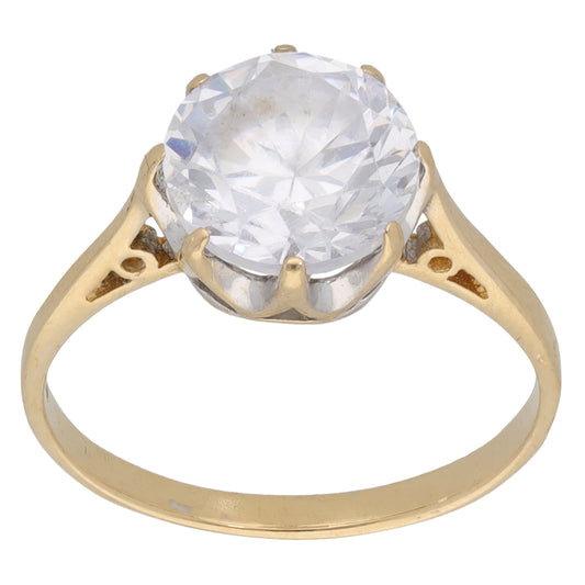 9ct Gold Cubic Zirconia Single Stone Ring Size L
