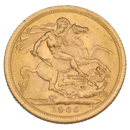 22ct Gold Queen Elizabeth II Full Sovereign Coin 1966