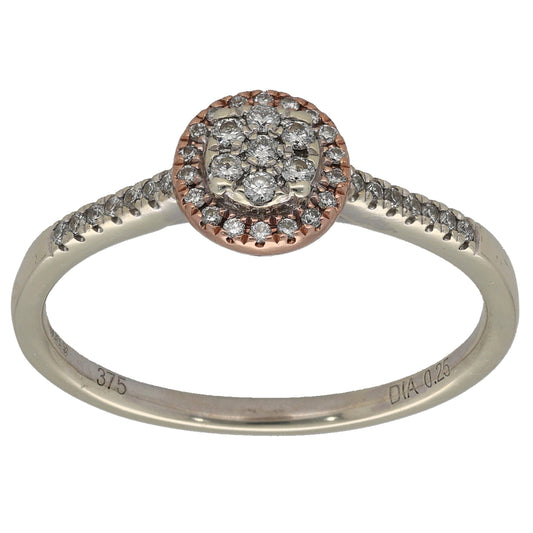 9ct Gold 0.25ct Diamond Cluster Ring Size V