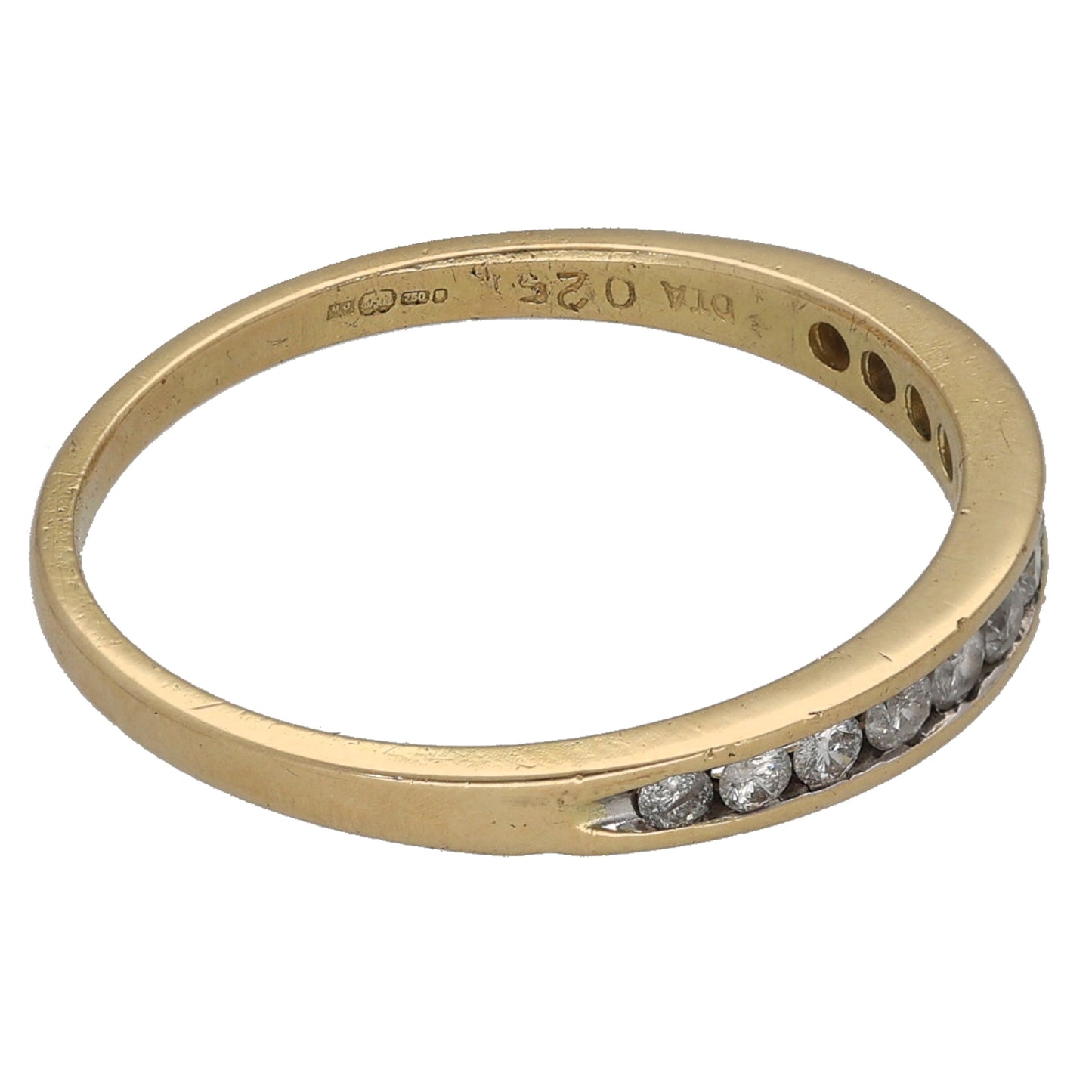 18ct Gold 0.25ct Diamond Half Eternity Ring Size N