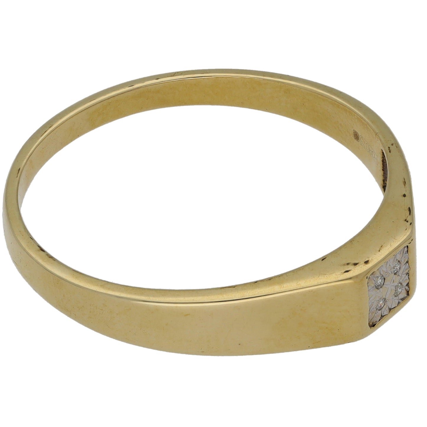 9ct Gold 0.01ct Diamond Signet Ring Size Y