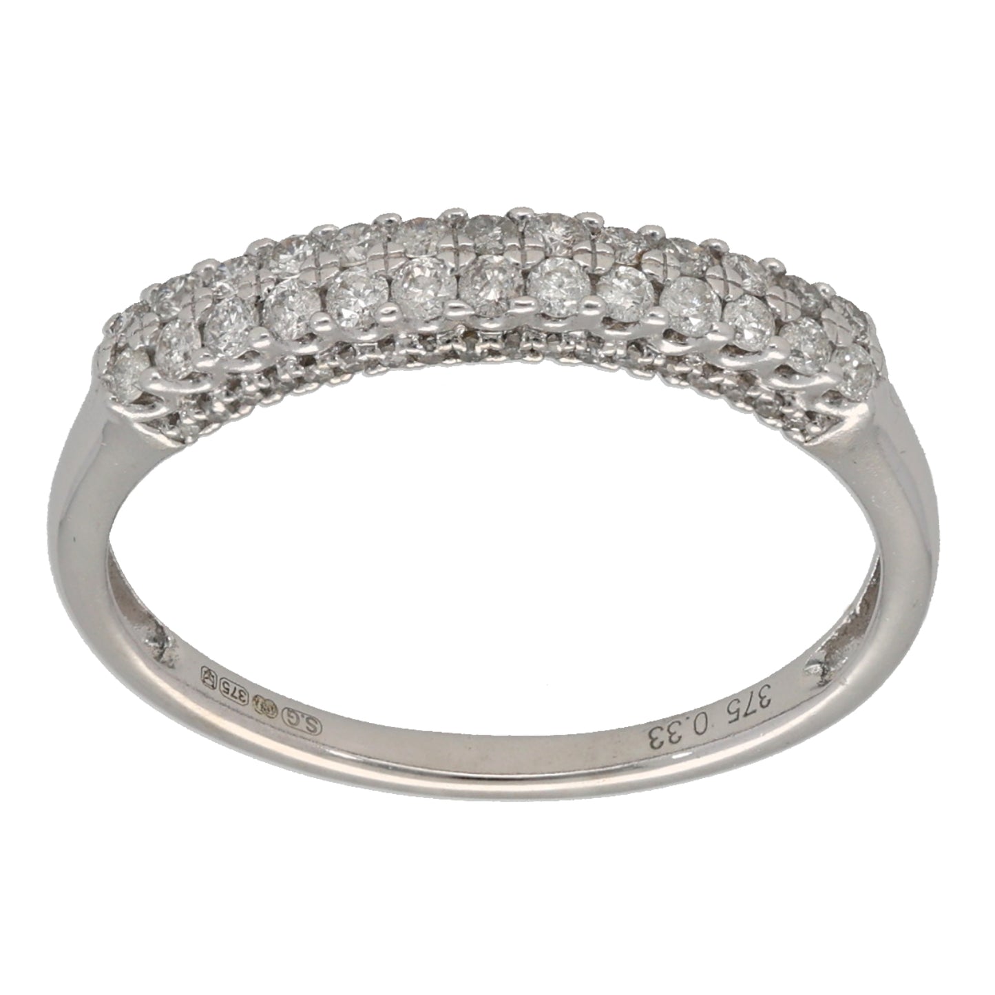 9ct White Gold 0.33ct Diamond Half Eternity Ring Size O