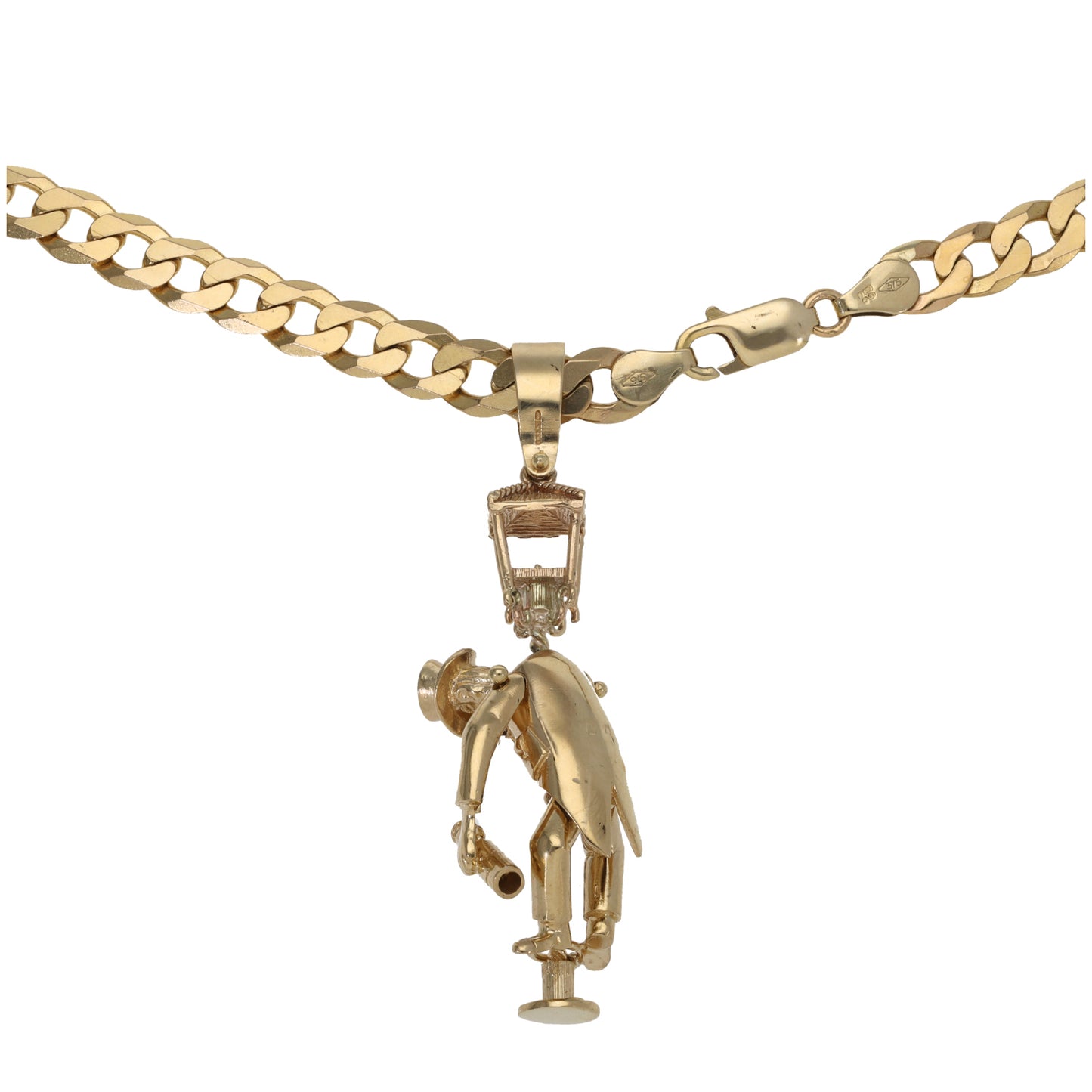 9ct Gold Cubic Zirconia Drunken Man Pendant With Chain