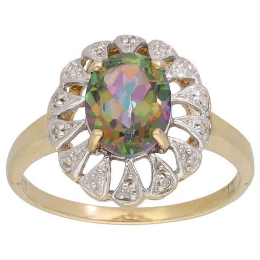 9ct Gold Coated Topaz & 0.04ct Diamond Dress/Cocktail Ring Size P