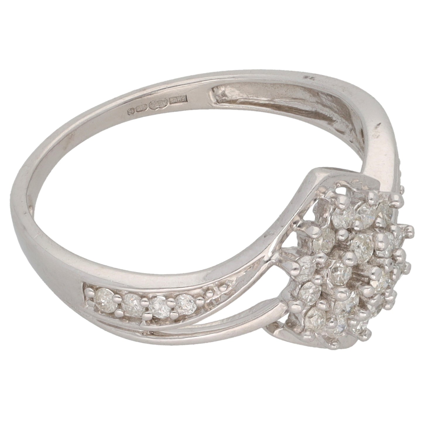 9ct White Gold 0.33ct Diamond Cluster Ring Size N