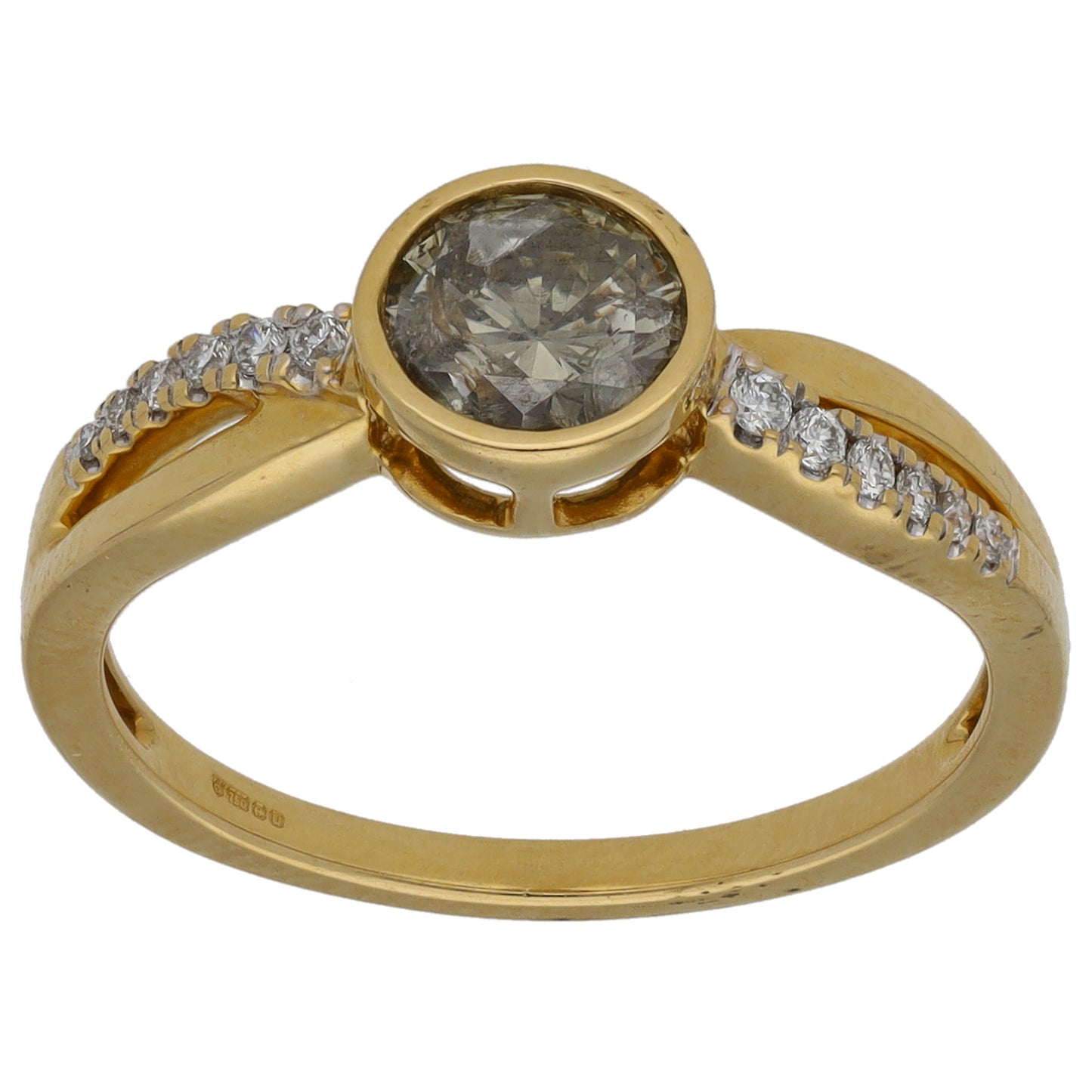 18ct Gold 0.78ct Diamond Solitaire Ring With Accent Stones Size N