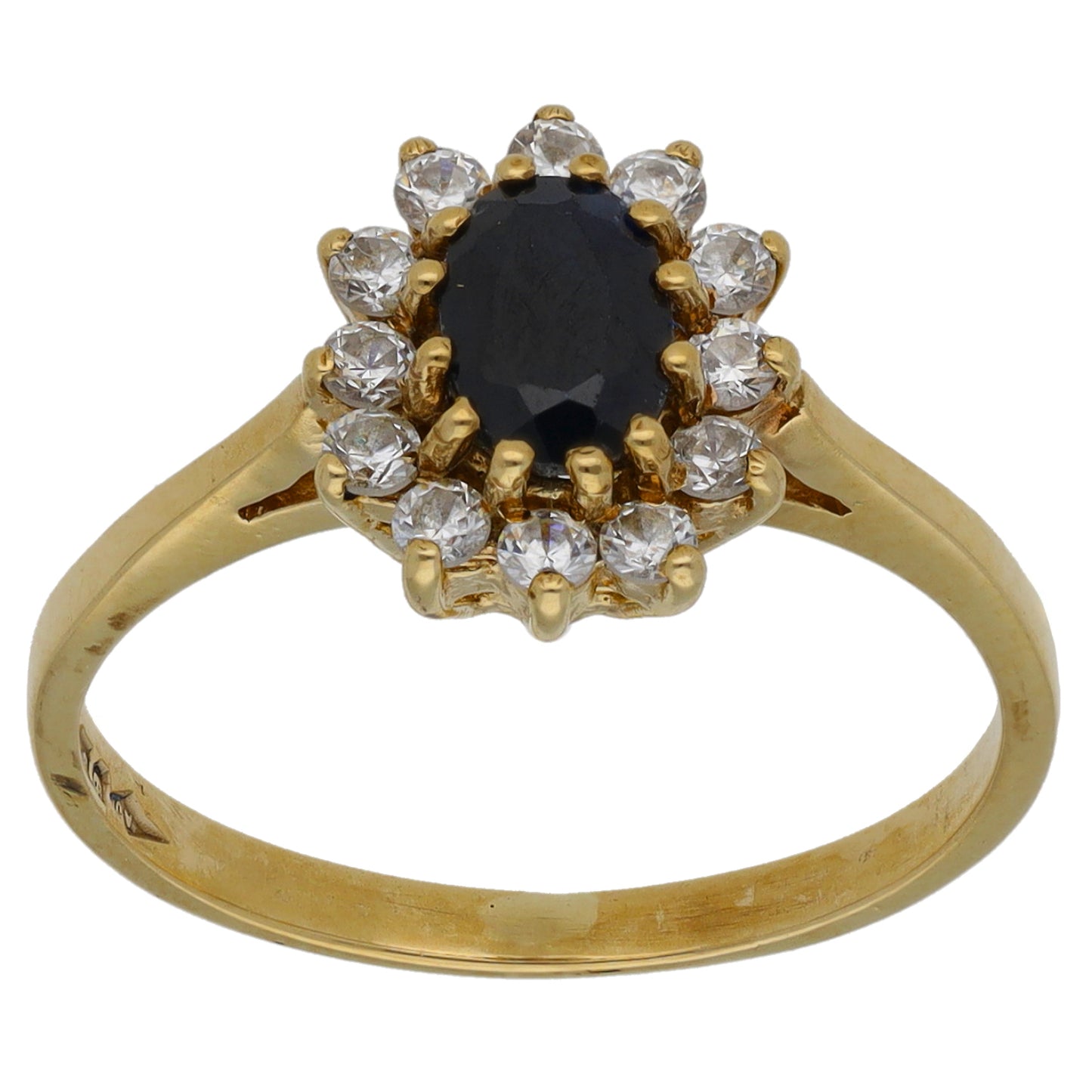 9ct Gold Sapphire & Cubic Zirconia Dress/Cocktail Ring Size M