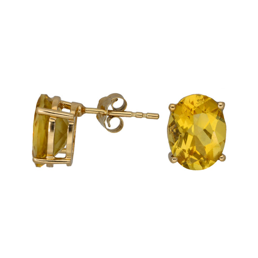 9ct Gold Citrine Stud Earrings