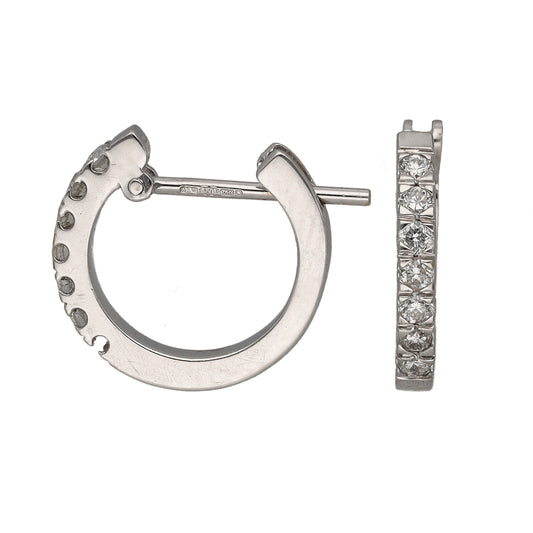 9ct White Gold 0.14ct Diamond Sleeper Earrings