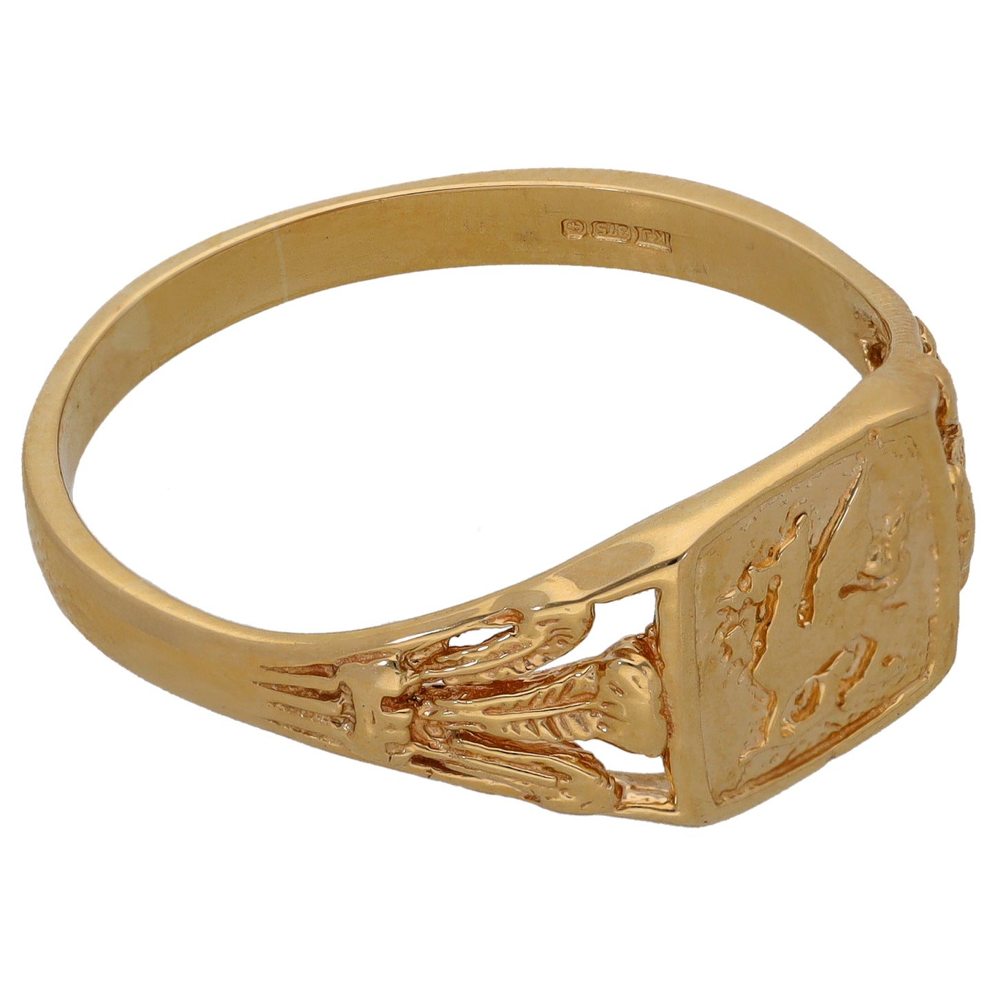 9ct Gold Crest/Emblem Signet Ring Size Z