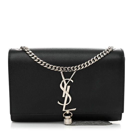 Yves Saint Laurent Kate Small Tassel Grain de Poudre Leather Bag - Black
